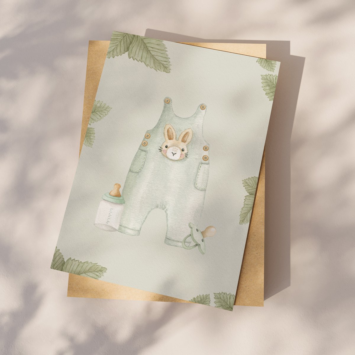 Ansichtkaart baby groen
