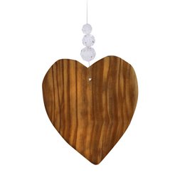 Window decoration heart with 3 lead crystals