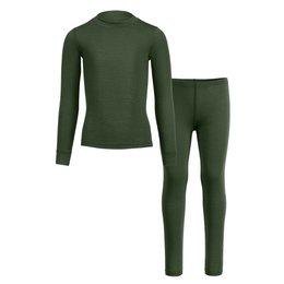 Ensemble 2 pièces manches longues et bas 160 pour enfants, vert foncé