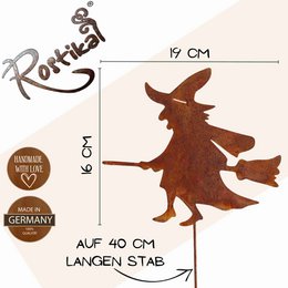 Rusty metal decorative witch | on stick and for hanging | Metal Halloween decoration