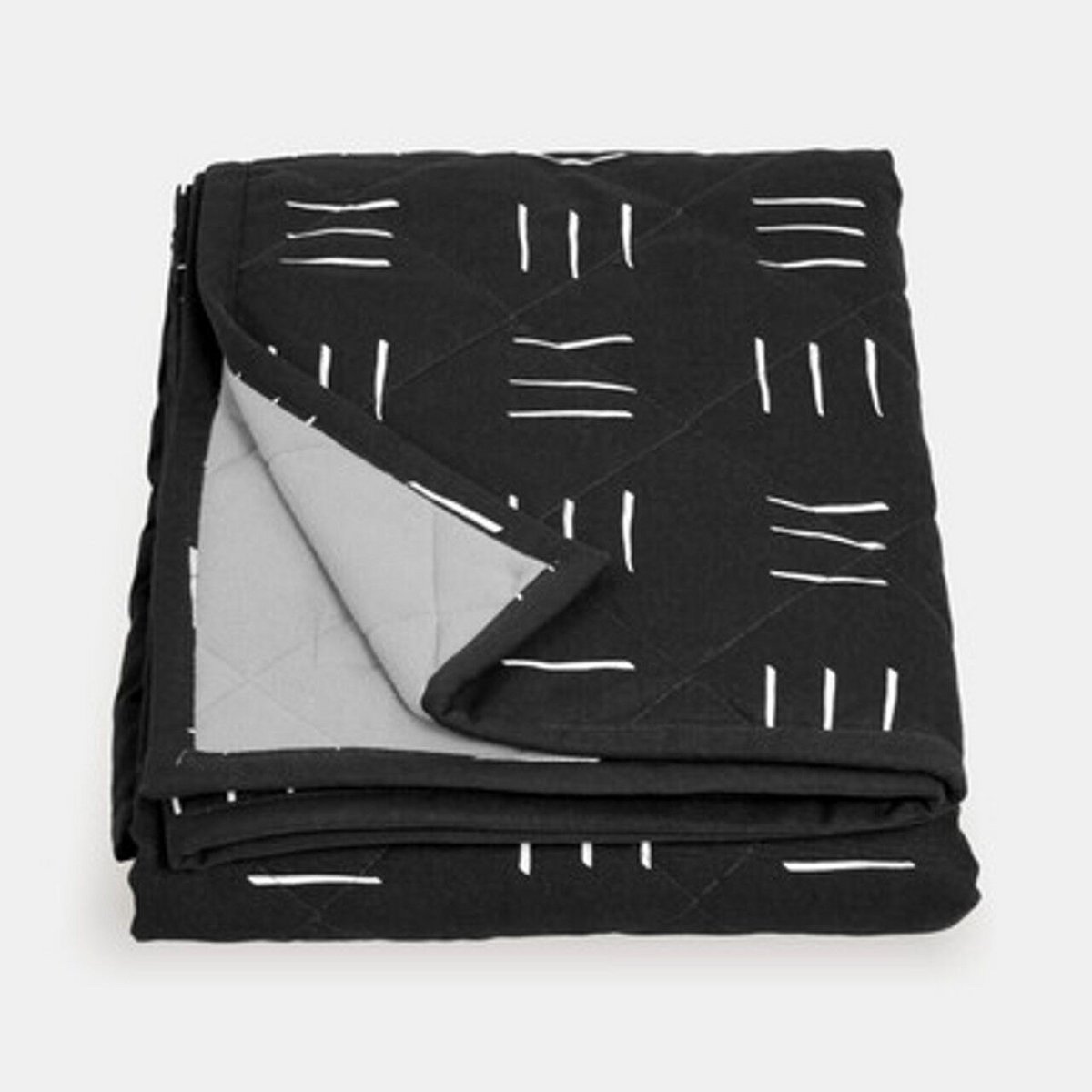 Molly Mutt Eco-vriendelijke huisdierdeken - Dreams (witte streepjes op zwart) | Wasbaar, fleece achterkant, gewatteerd, niet-giftig 100% katoen, 2 maten