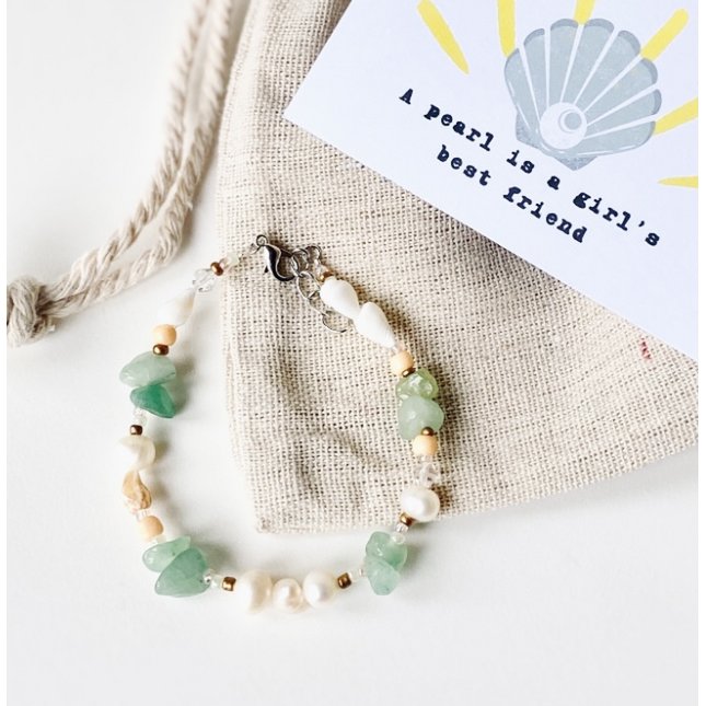 Armband met zoetwaterparels lichtgroen