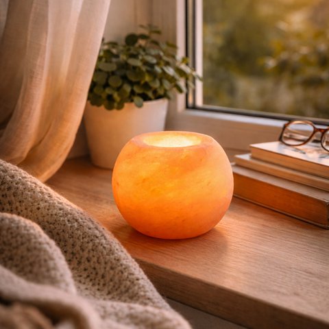 Himalayan Salt Crystal Candle Holder Sphere 900g