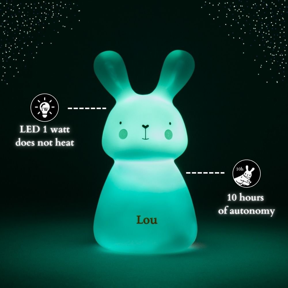 Nachtlampje - Lapin Lou - opladen via USB - blauw
