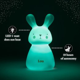 Veilleuse - Lapin Lou - Recharge USB - Bleu