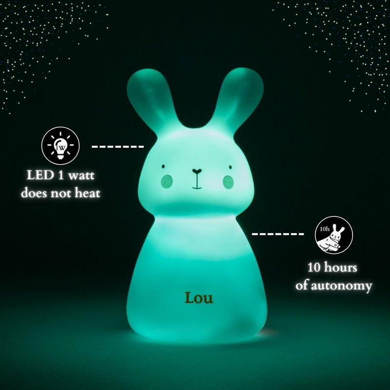 Veilleuse - Lapin Lou - Recharge USB - Bleu