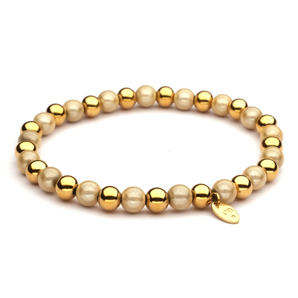 LizzyMae Armband Edelstahl - Gold + Beige