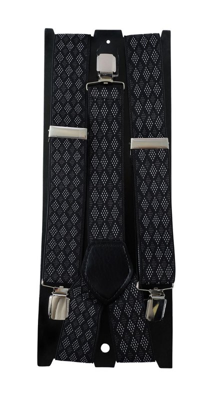 Suspenders total length 95 cm, black/white/gray