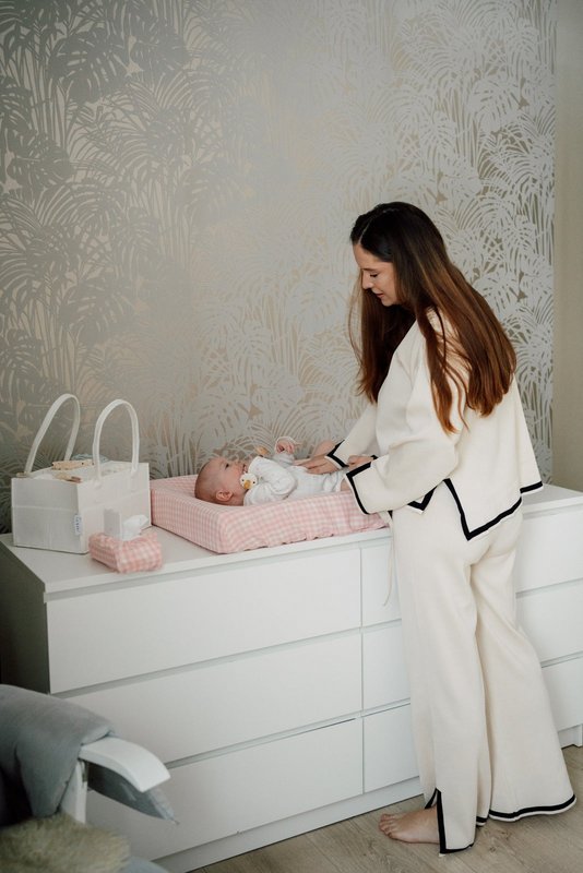 Coperchio di pad che cambia il pannolino Tisu, Gingham rosa