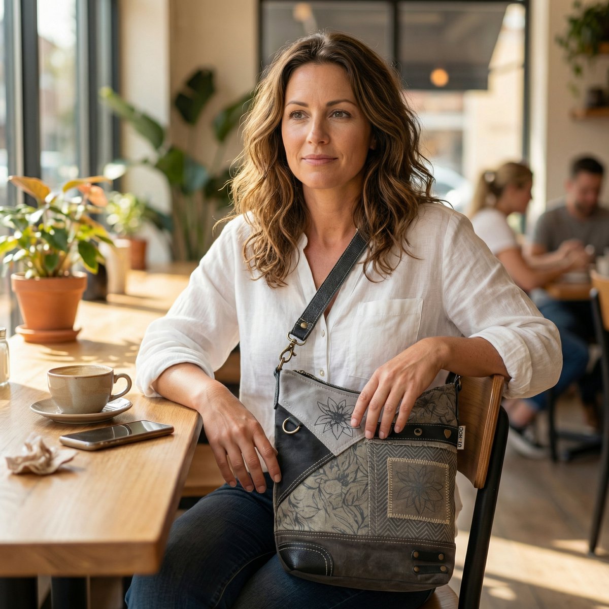 Domelo traditionele tas voor dames - dirndl tas met edelweiss & bloemen - canvas schoudertas zwart grijs - schoudertas voor Oktoberfest, traditionele outfit & dagelijks leven - Doemlo damestas