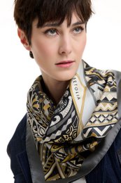 Power of Life - Grey 90*90 cm - 100% Silk Twill