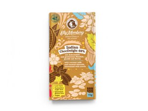 Indian ChocDelight 68% met kokosmelk en geroosterde amandelen - Vegan chocolade, geen toegevoegde suikers & glutenvrij