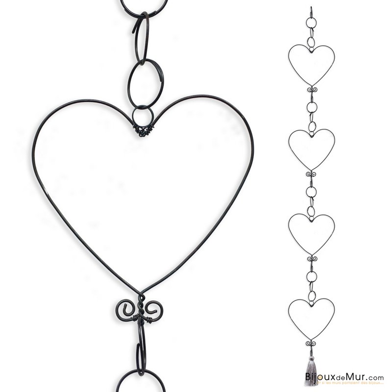 Wire garland - Heart - Gray - to hang