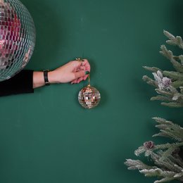 Christmas Decoration - Christmas Hanger - Discoball - Foam - Gold - 8x8x8cm