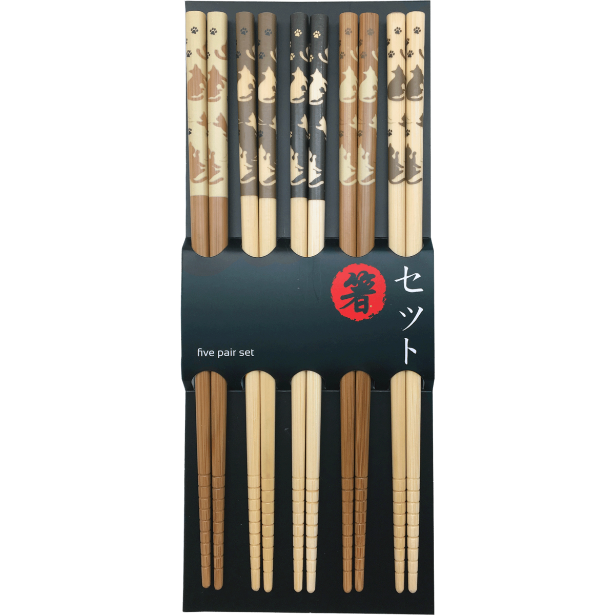 Edo Chopstick Set, 5 pair Cats