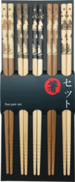 Edo Chopstick Set, 5 pair Cats