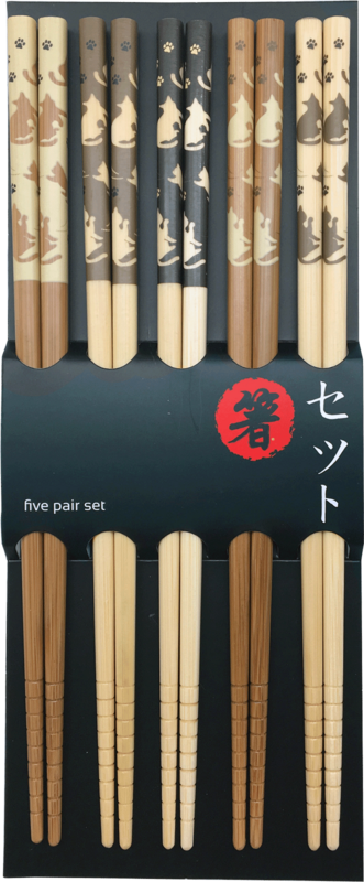 Edo Chopstick Set, 5 pair Cats