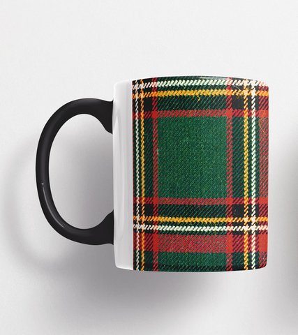 Tartan Ceramic Mug 325ml - GREEN/RED SQUARES