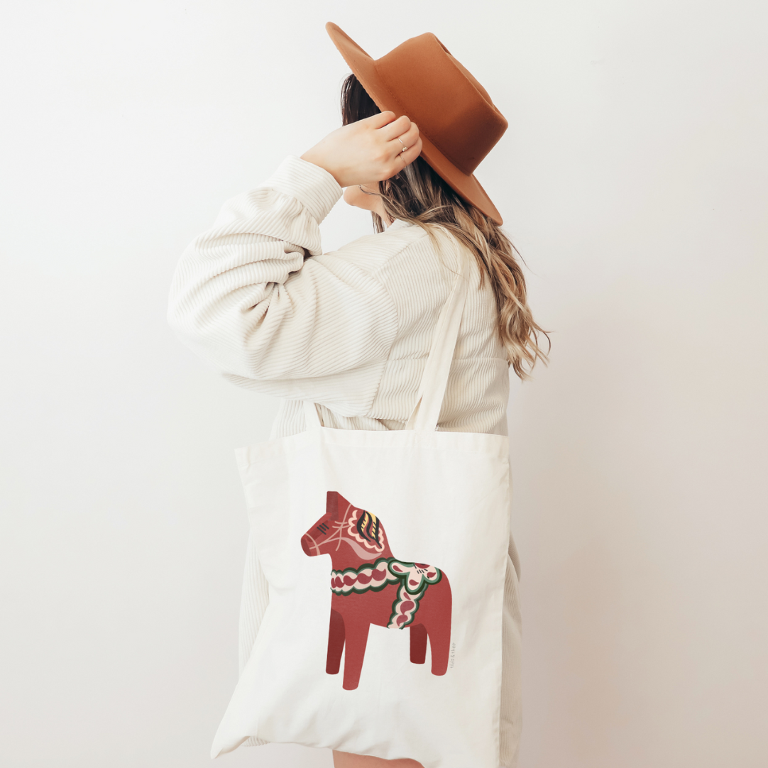 Cloth bag Dala horse - Sweden jute bag