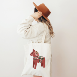 Cloth bag Dala horse - Sweden jute bag