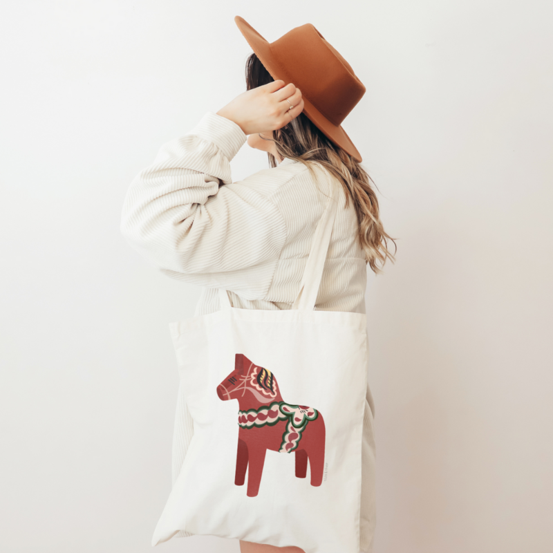Cloth bag Dala horse - Sweden jute bag