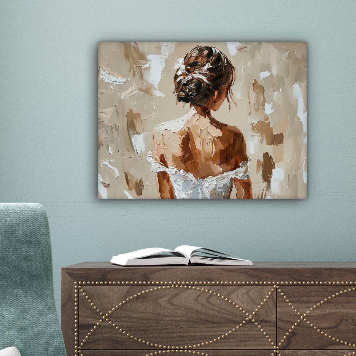 Leinwand Malerei - Wanddekoration - Grün - modern - Zusammenfassung - Gold