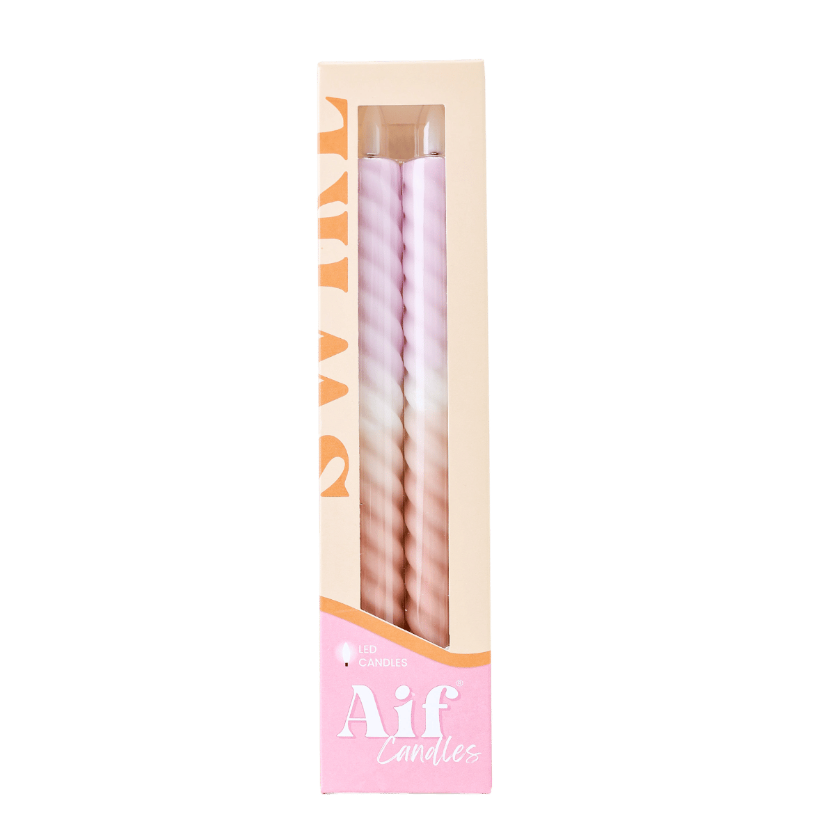 LED Swirl Candle lilla sand - sæt med 2