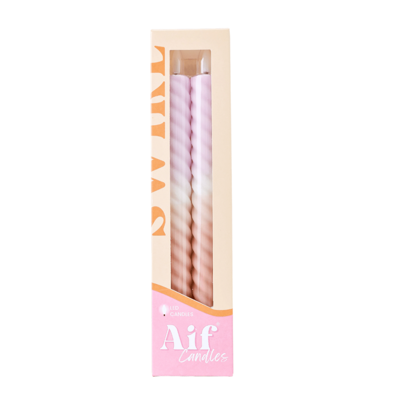 LED Swirl Candle lilla sand - sæt med 2