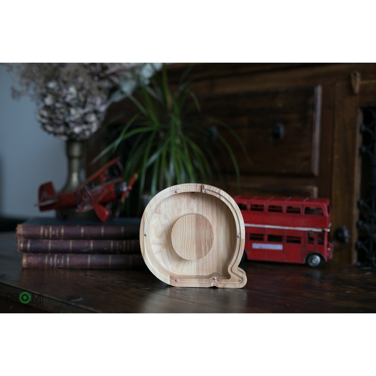 Wooden Piggy Bank Lille, brevpengebank, møntkasse, træboksepenge, sparer pengeboks