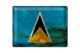 Tin sign flag Saint Lucia 40x30cm Saint Lucia rust