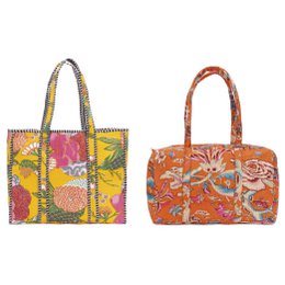 GUL ORANGE BOMULD DUFFEL TASKE TRYKT