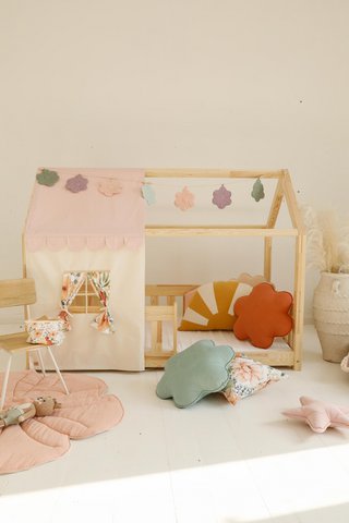 Canopy over bed in the shape of a house "Pink", baby crib house, Decoration for boys's room, personalized baby houses baldachin