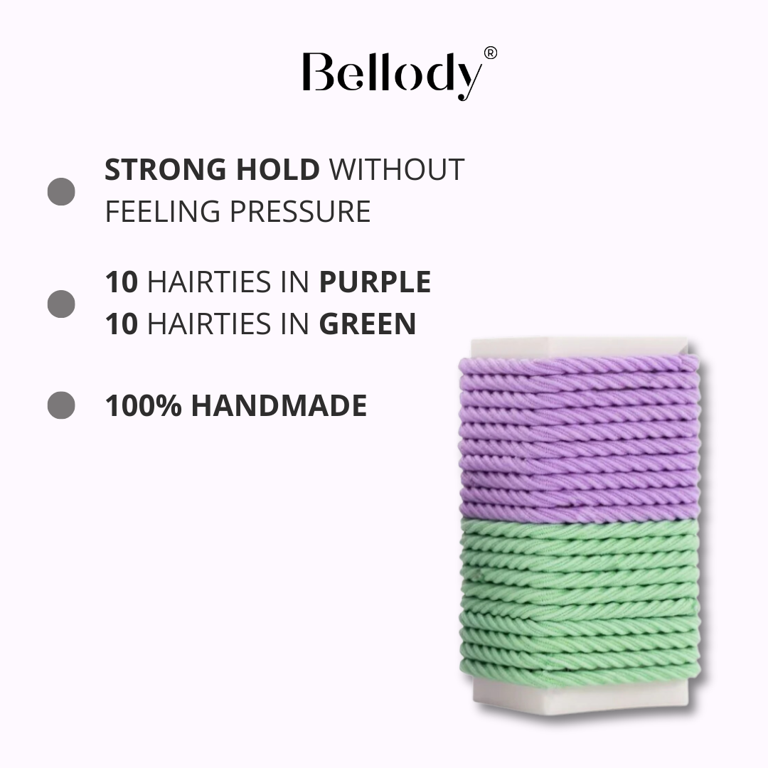 Bellody® Mini Élastiques à Cheveux (20 pcs. - Menthe & Violet - Paquet Mixte)