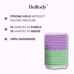 Bellody® Mini Gumki do Włosów (20 szt. - Miętowo-Fioletowy - Zestaw Mieszany)