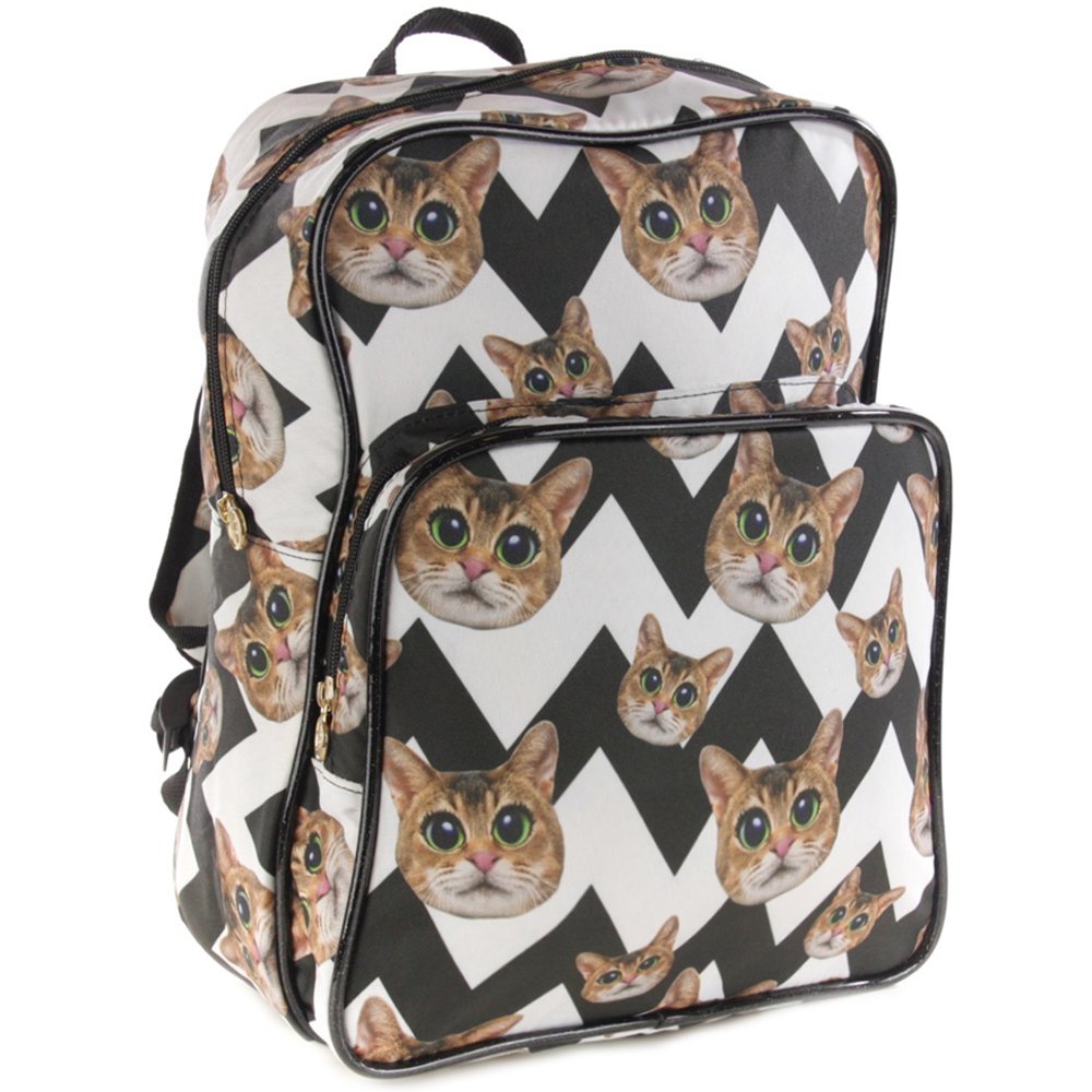 Backpack Cat black and white chevron (Black & White Cat)