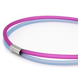 Revestimiento de goma 2 lijns fel roze/aqua