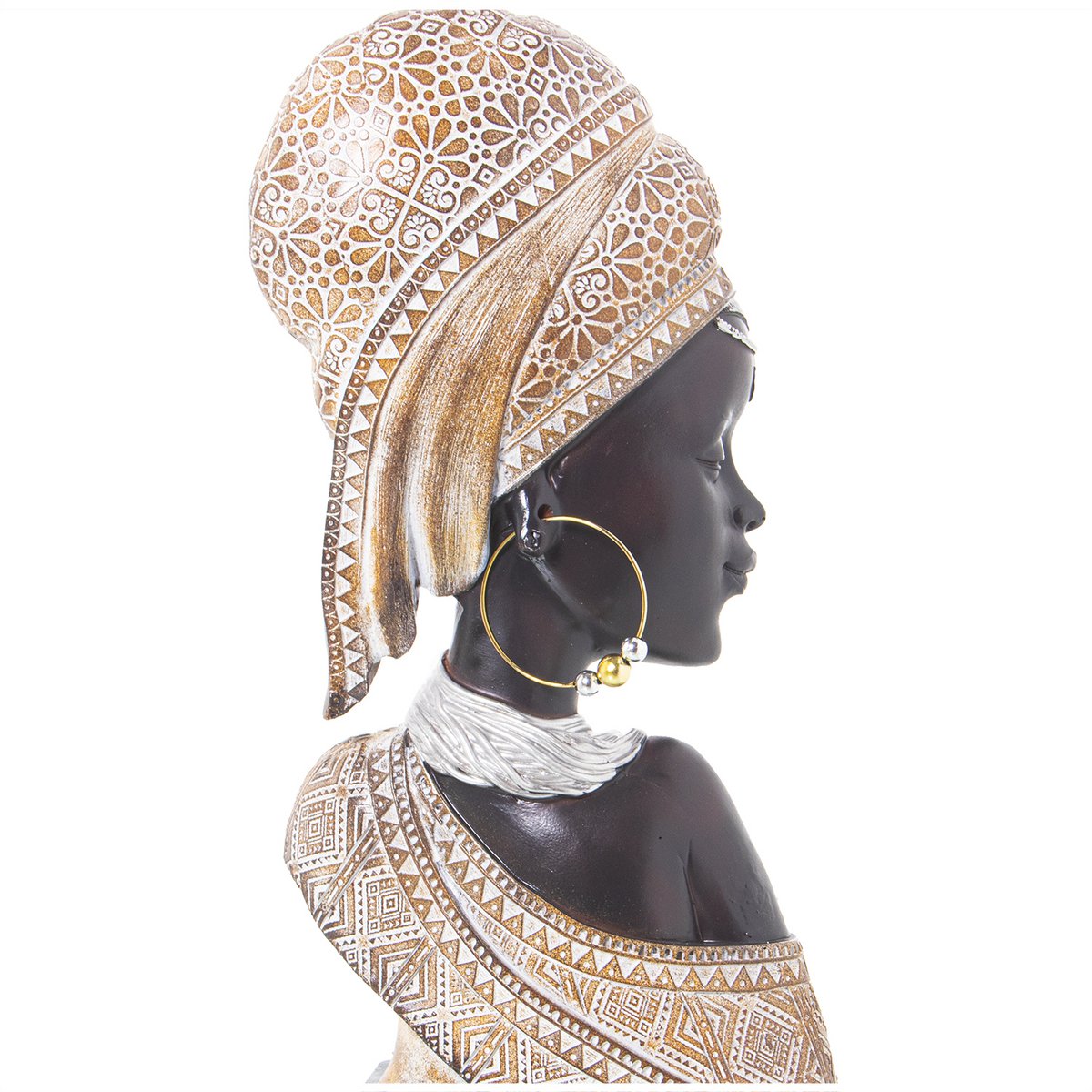 AFRYKAŃSKA ŻYWICA BIUST FIGURKA NEGRO/DORADO _18X9X42CM ST50349
