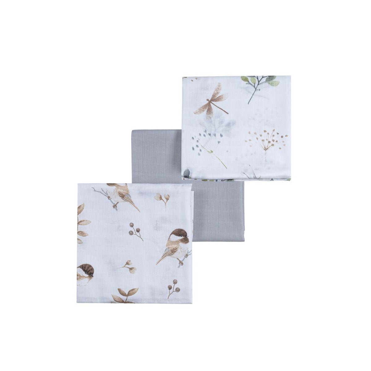 BIRDS muslinbleer - 3 stk.