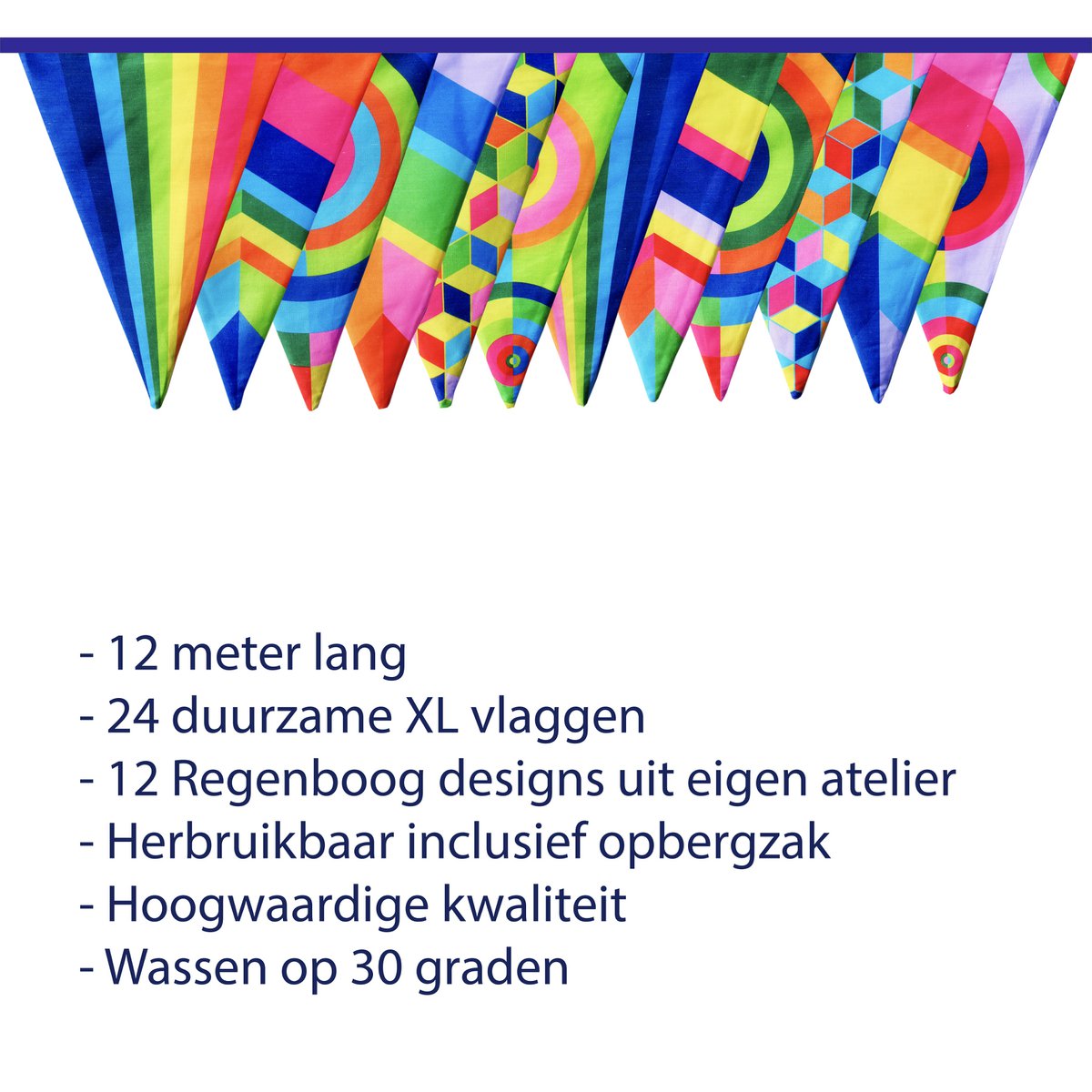 Puk Art® | Stoffen Slinger | Regenboog | Dubbelzijdig • 12 meter