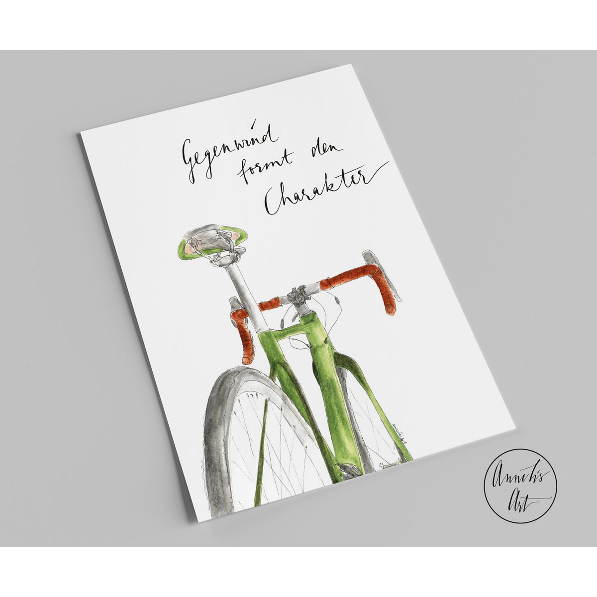 Postcard | racing bike | Headwind shapes character