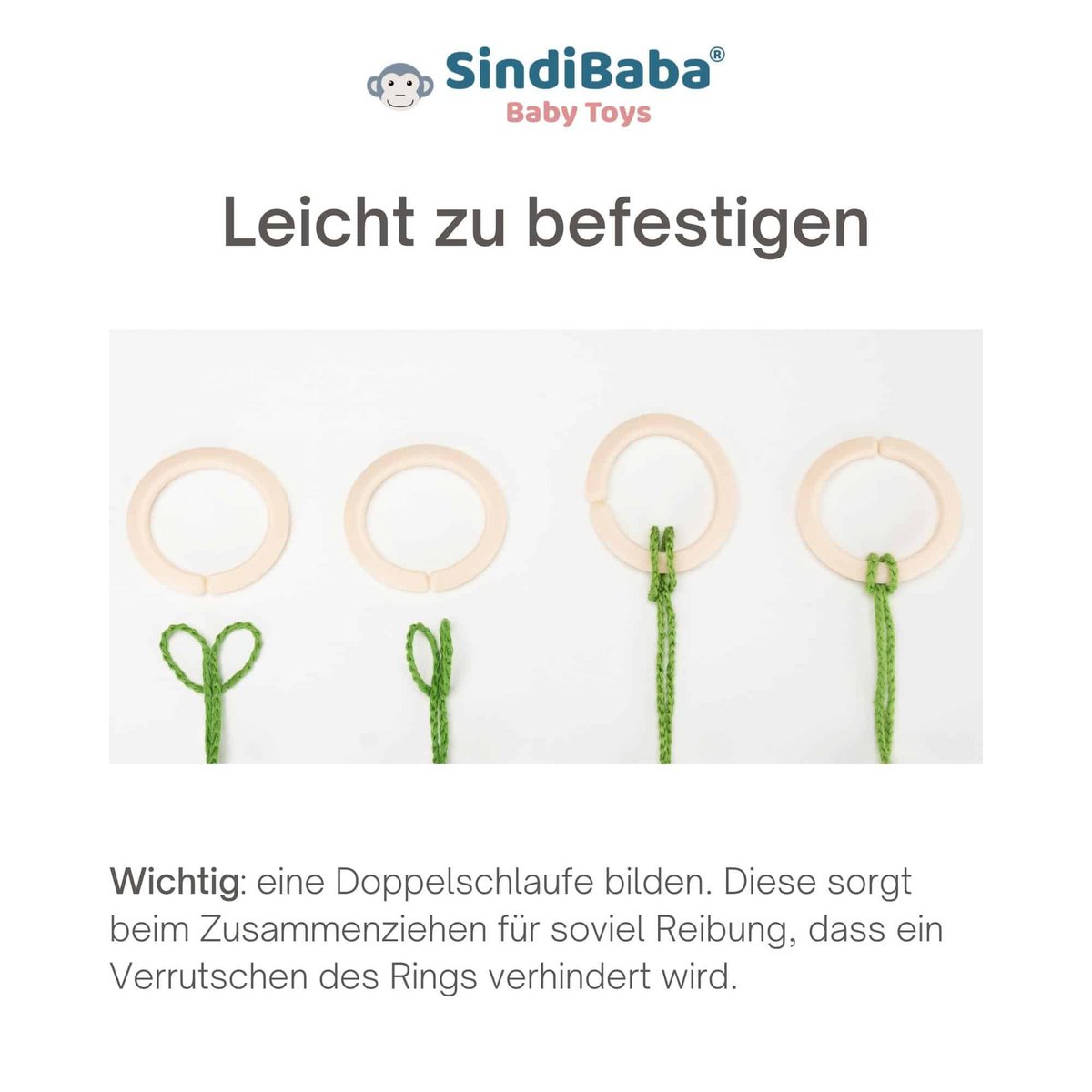Bevestigingsringen voor babyspeelgoed in beige - set van 2