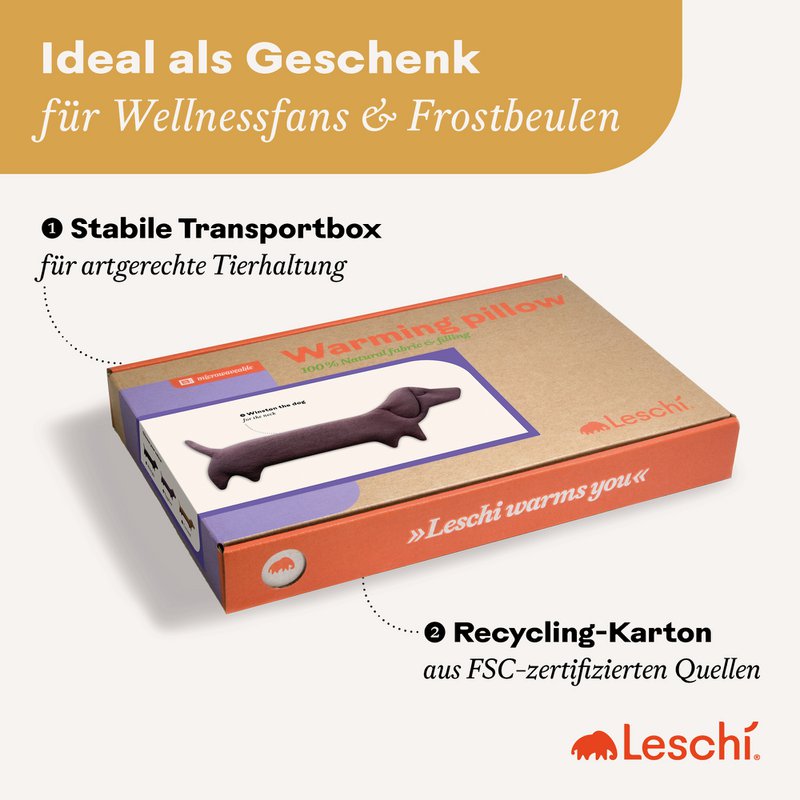 Bio-Körnerkissen mikrowellengeeignet, Wärmekissen für Nacken & Schulter, Hund Dackel