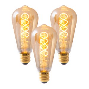 LED Leuchtmittel "DILLY" 3er-Set E27-Fassung, 4 Watt, Ø 6,4cm, aus Metall und Glas, amber