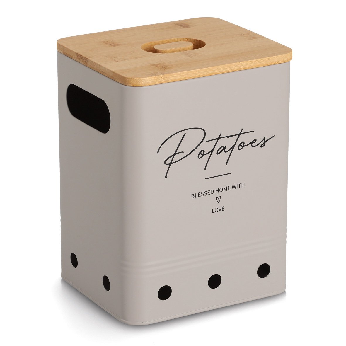 Voorraadpot "Aardappelen" met bamboe deksel, 5100 ml, metaal, greige, FSC 100%