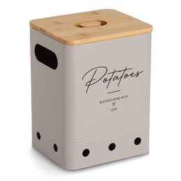 Voorraadpot "Aardappelen" met bamboe deksel, 5100 ml, metaal, greige, FSC 100%