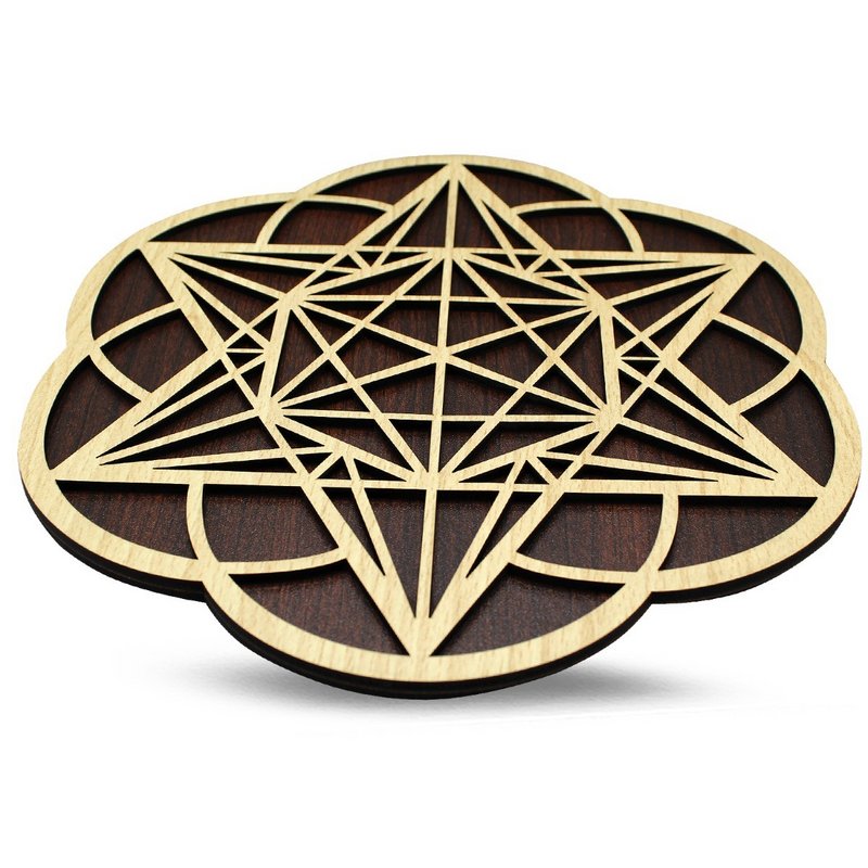 Griglia in legno Seme della vita e Metatron 25 cm Set di 2
