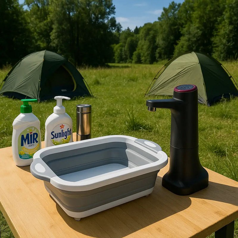 Évier pliable en silicone pour camping - Planche à découper portable