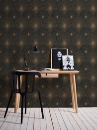 Papel pintado Art Déco con efecto metálico.