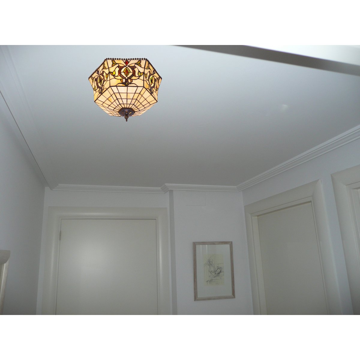 Plafón de techo con pantalla Tiffany diámetro 40cm Serie Hexa LG242200