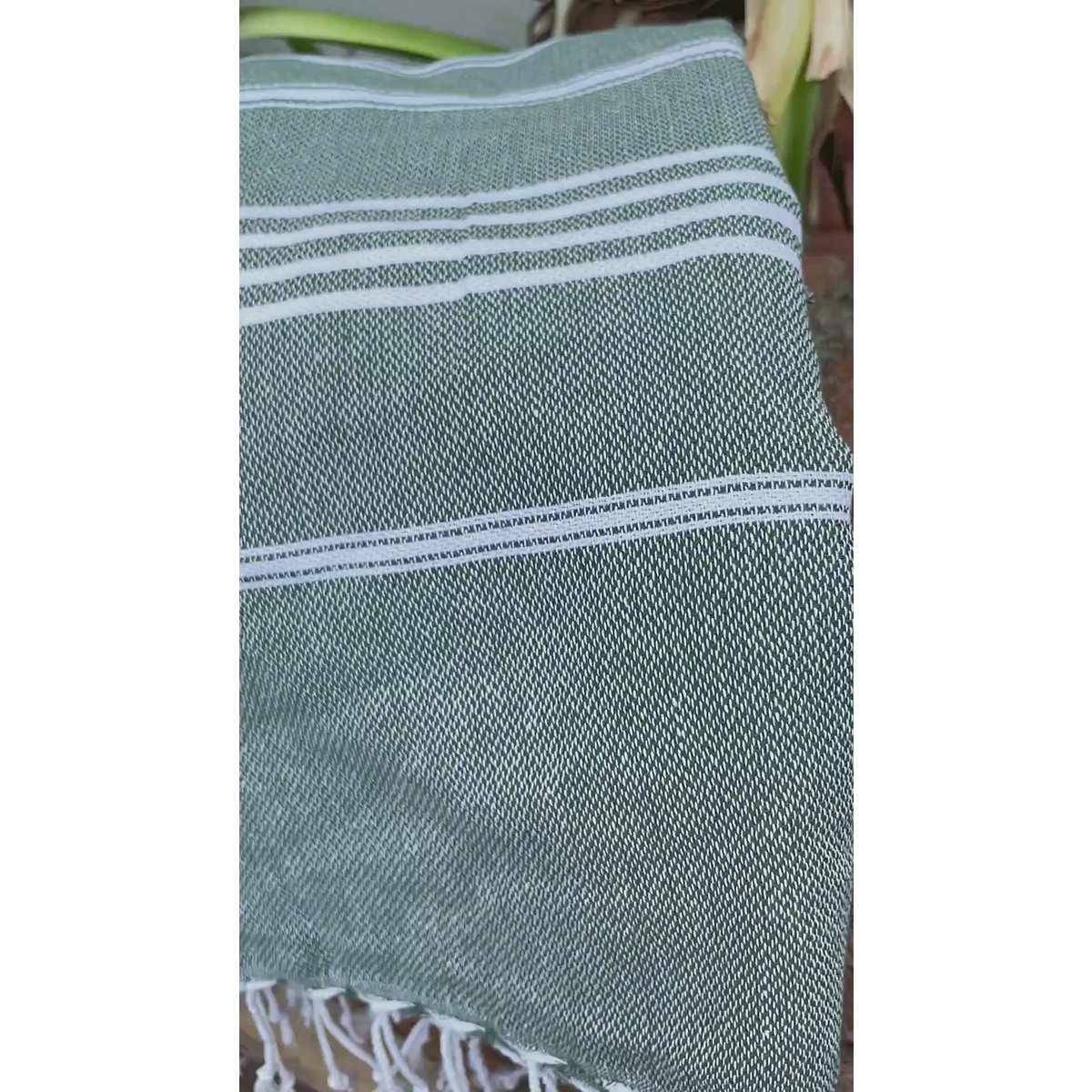 Asciugamano Spa Hammam in cotone AMARA – Compatto e senza sabbia – Verde kaki - 180x100 cm